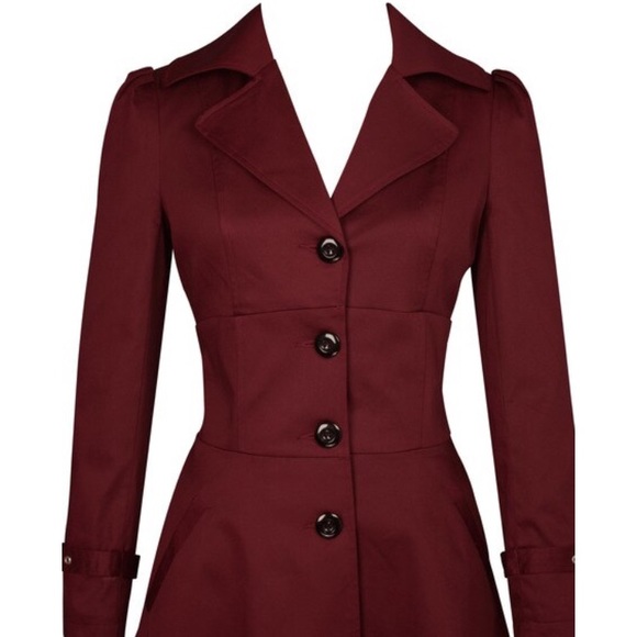 🍷 Lace Up Ruffled Jacket Burgundy🍷 - Picture 4 of 8